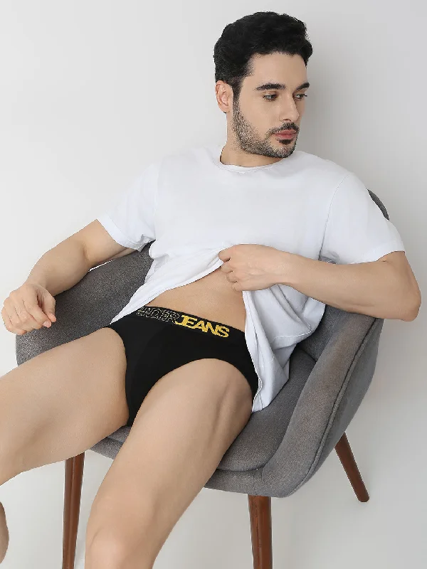 Low - cut men's briefs for a discreet appearanceUnderjeans by Spykar Men Black & Maroon Brief