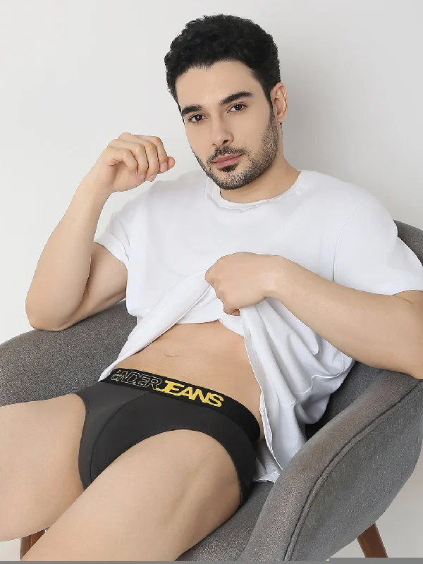 Men's briefs with a quick - dry featureUnderjeans by Spykar DK Grey & Navy Brief