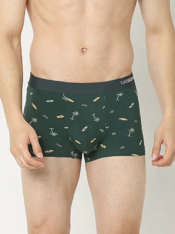 Men's trunks with a wide elastic waistbandUnderjeans By Spykar Men Super Premium Printed Bonded Elastic Bottle Green Trunk Men's trunks with a wide elastic waistbandUnderjeans By Spykar Men Super Premium Printed Bonded Elastic Bottle Green Trunk