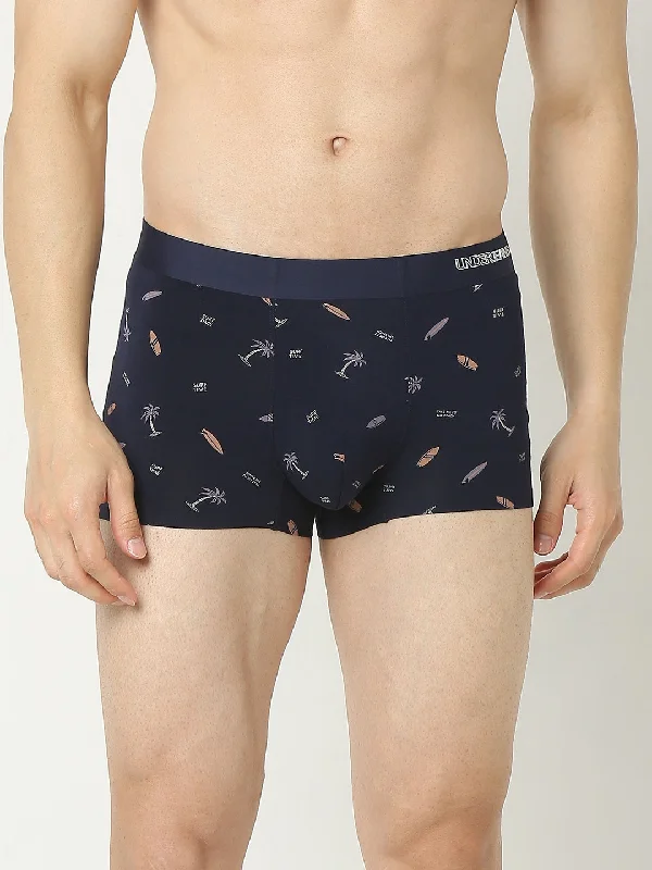 Moisture - wicking men's trunks for active useUnderjeans By Spykar Men Super Premium Printed Bonded Elastic Navy Trunk Moisture - wicking men's trunks for active useUnderjeans By Spykar Men Super Premium Printed Bonded Elastic Navy Trunk