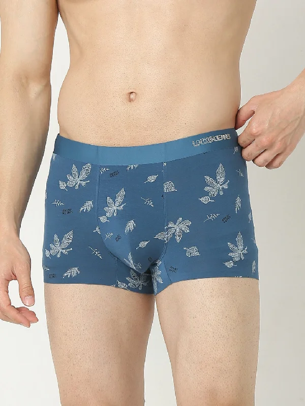 Patterned men's trunks, like camo or dotsUnderjeans By Spykar Men Super Premium Printed Bonded Elastic Teal Blue Trunk Patterned men's trunks, like camo or dotsUnderjeans By Spykar Men Super Premium Printed Bonded Elastic Teal Blue Trunk
