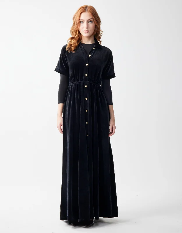 Men's robes with a hidden button closureVelour Maxi Dress Shabbos Robe With Gold Buttons Men's robes with a hidden button closureVelour Maxi Dress Shabbos Robe With Gold Buttons