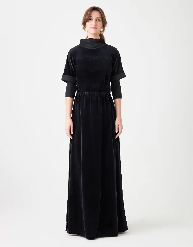 Waffle - weave men's robes for a textured feelVelour Maxi Dress Shabbos Robe with Jersey Funnel and Cuffs