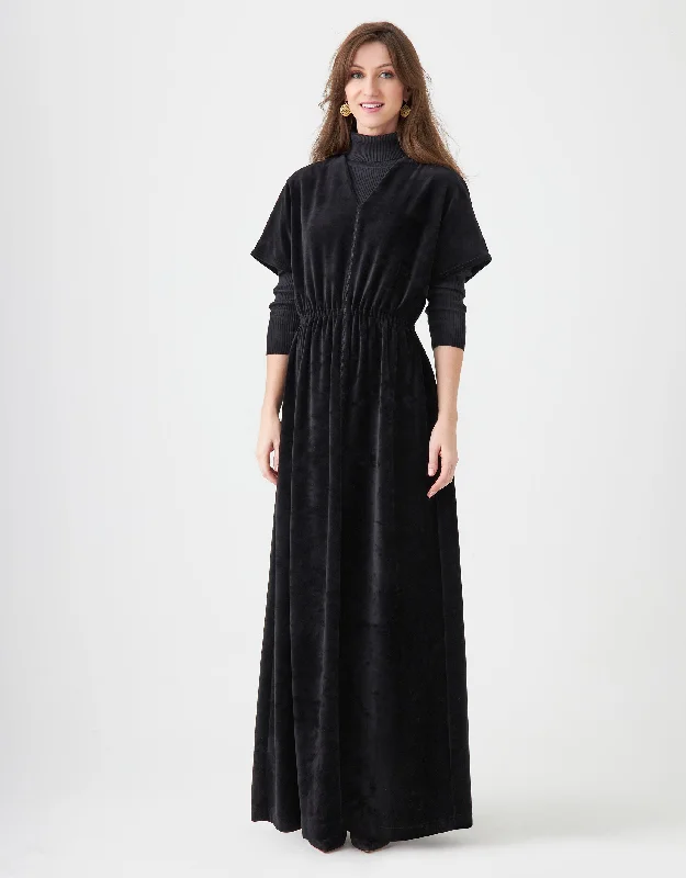 Embroidered men's robes for a touch of eleganceVelour Vneck Drop Shoulder Maxi Dress Shabbos Robe