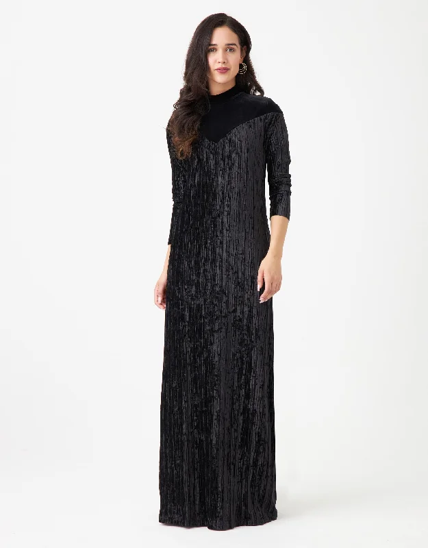 Men's robes with a satin trim for added sophisticationVertical Textured Combination Velvet Maxi Dress Shabbos Robe with Back Zip Men's robes with a satin trim for added sophisticationVertical Textured Combination Velvet Maxi Dress Shabbos Robe with Back Zip