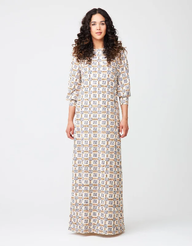 Men's robes with a satin trim for added sophisticationVertical Textured Tall Cuff Print Crew Shift Ivory