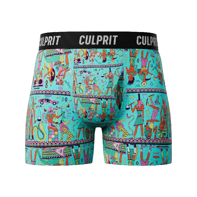 Patterned men's boxer briefs, such as stripes or checksWalk Like an Egyptian 𓀊
