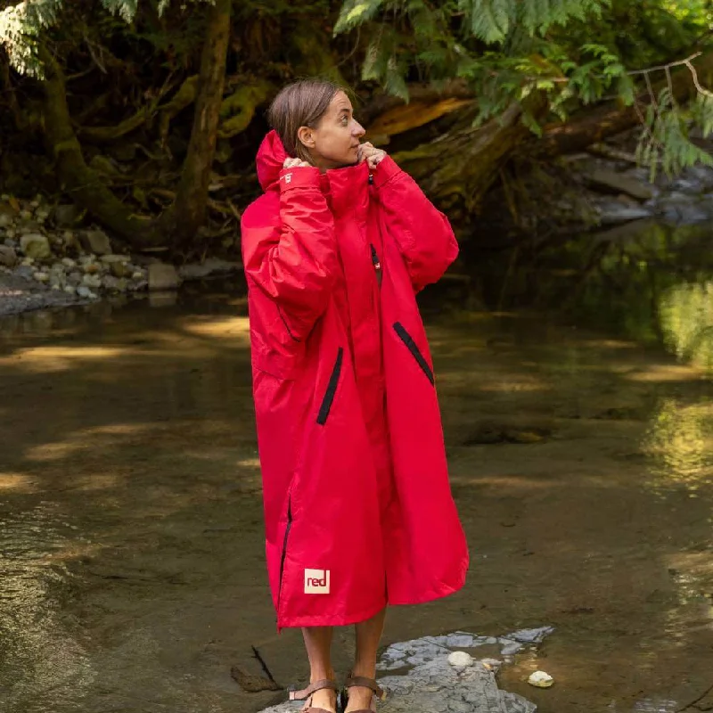 Cotton men's robes with a classic shawl collarWomen's Long Sleeve Waterproof Dry Changing Robe Alter Evo - Siren Red