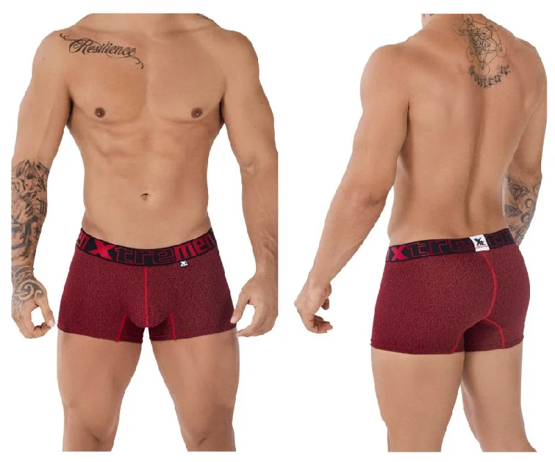 Anti - odor men's boxer briefs for long - lasting freshnessXtremen 51478C Microfiber Jacquard Trunks Color Red Anti - odor men's boxer briefs for long - lasting freshnessXtremen 51478C Microfiber Jacquard Trunks Color Red