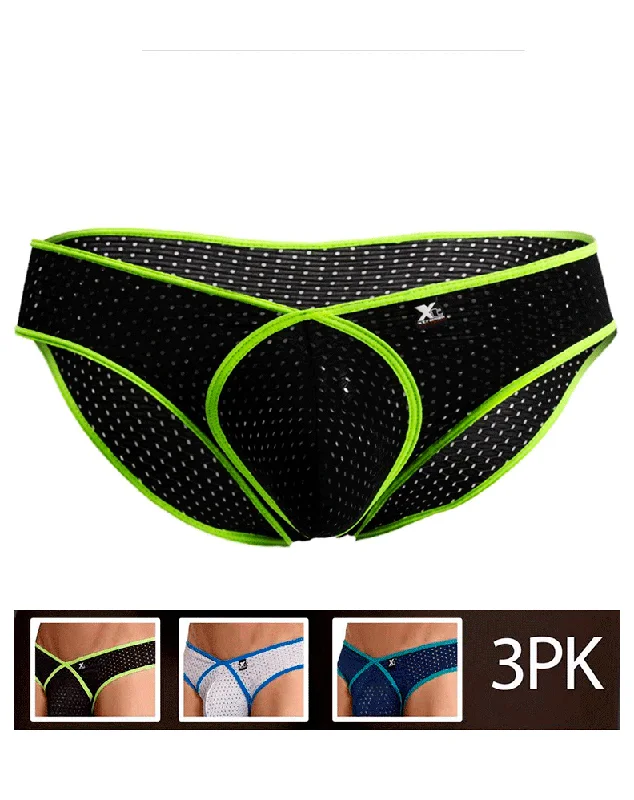 Bright - colored men's briefs for a bold statementXtremen 91040-3 3pk Briefs Black-white-blue