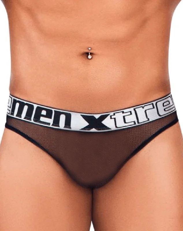 Sheer men's thongs for a provocative appearanceXtremen 91137 Mesh Thongs Black