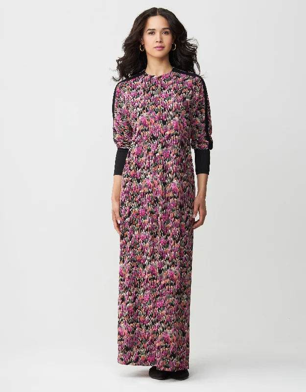 Waffle - weave men's robes for a textured feelZip Front Maxi Dress Shabbos Robe with Contrast Sleeve Trim Pink Multi Waffle - weave men's robes for a textured feelZip Front Maxi Dress Shabbos Robe with Contrast Sleeve Trim Pink Multi